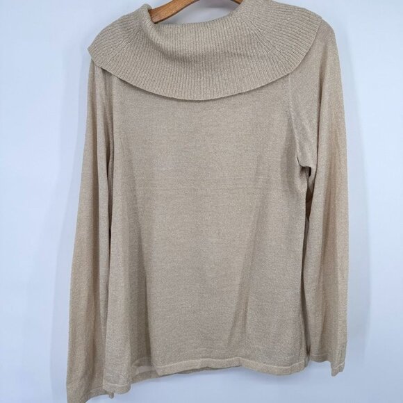 Judith Hart Collection size XL gold Metallic Knit cowl neck Sweater womens - Picture 6 of 10